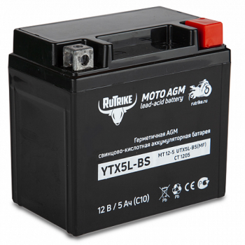 Тяговый стартерный аккумулятор Rutrike YTX5L-BS (12V/5Ah) (UTX5L-BS, CT 1205, MT 12-5)