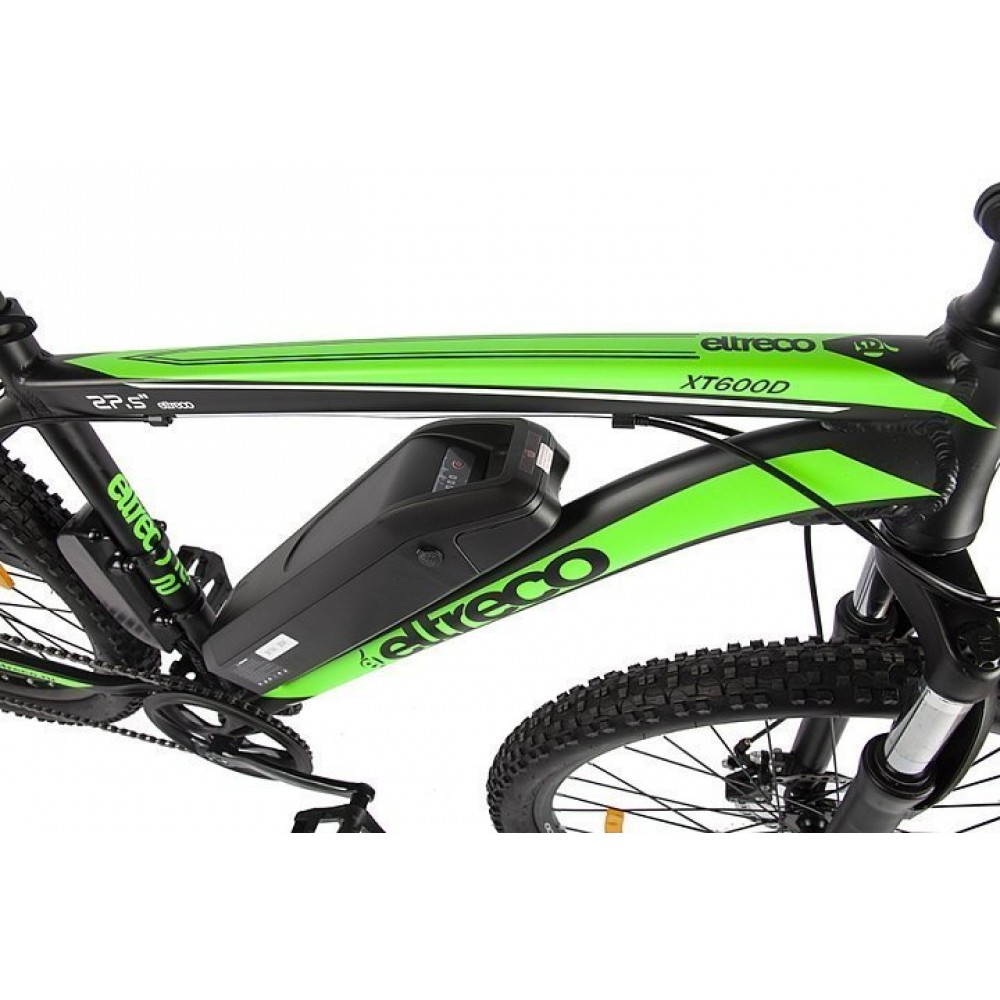Электровелосипед велогибрид Eltreco XT 600 D (черно-зеленый) 8
